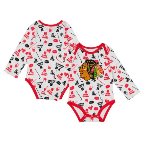 Infant Chicago Blackhawks White Quick Learner Long Sleeve Bodysuit