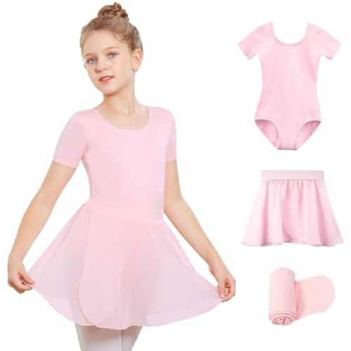 Stelle Girls Ballet Leotards Toddler Dance Outfit Combo with Pull on Skirt and Tights (Toddler/Little Kid/Big Kid)