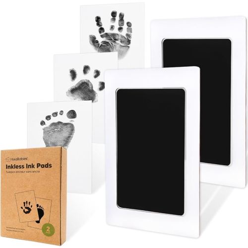 2-Pack Inkless Baby Hand and Footprint Kit - Mess Free Ink Pad for Newborn Keepsake, Dog Nose & Paw Print Kit, Clean Touch Ink Pad for Baby Hand & Footprints, Ideal New Mom Gifts (Jet Black)