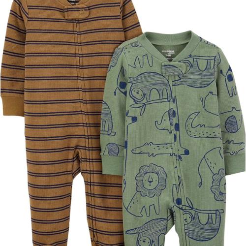 Simple Joys by Carter's Unisex Baby 2-way Zip Thermal Footed Sleep and Play, Pack of 2