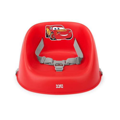 Disney Cars My Spot Easy-Clean Baby Booster Feeding Chair, 3-Point Harness, Washable Removable Straps, Red, by Bright Starts