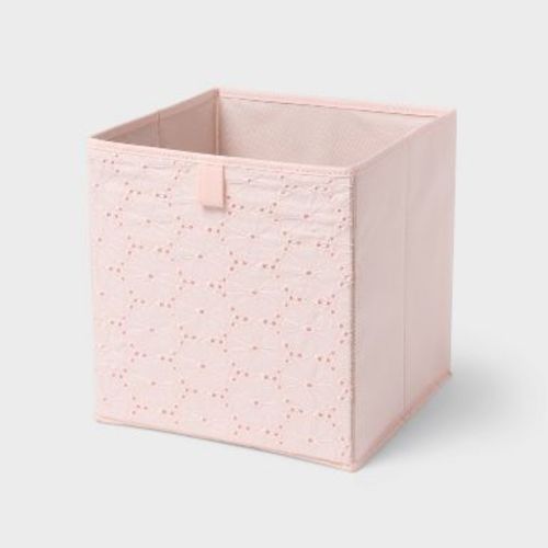 11''x10.5'' Fabric Decorative Storage Bin Eyelet Blush - Brightroom™