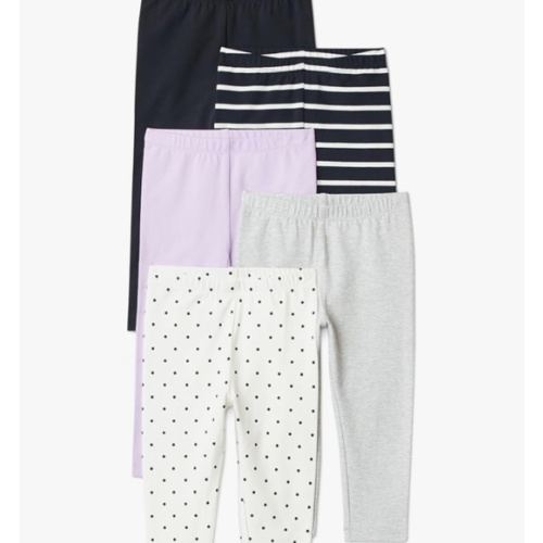 Amazon Essentials Girls' Cotton Stretch Leggings, Multipacks