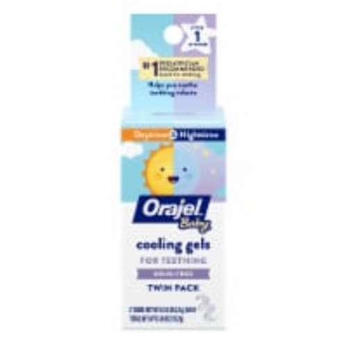 Orajel Baby Daytime & Nighttime Cooling Gels for Teething, Drug-Free, Twin Pack, 2 ct / 0.18 oz