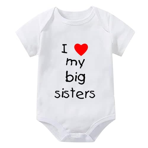 I Love My Big Sisters Baby Bodysuit Short Sleeve Baby Boys Romper White Infant Outfits