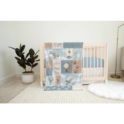 Personalized Baby Blanket Aviation Nursery Decor Custom Name Blanket Airplane Gift Soft Minky Travel Adventure Nursery Throw Pilot Gift