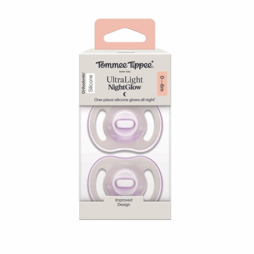 Tommee Tippee Ultra-Light Stayput Night Glow Soother 0-6M 2Pack