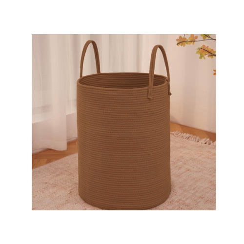 Large Woven Laundry Basket Hamper,60L Cotton Rope Storage Bin for Blankets,Toys and Clothes,Decorative Tall Nursery Hamper for Living Room,Baby Nursery,Bathroom and Bedroom,Golden Jute