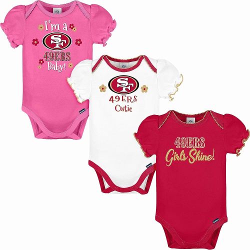 Gerber NFL baby-girls Nfl Team 3 Pack Short Sleeve Onesie Bodysuit
