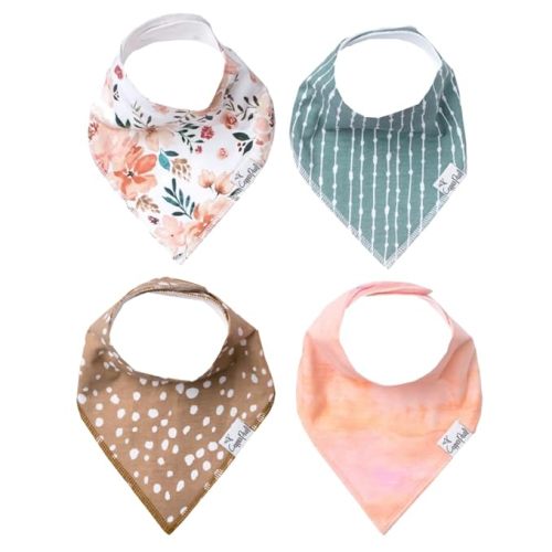 Copper Pearl 4 Pack Soft Cotton Baby Bibs for Drooling and Teething, Absorbent Drool Bibs for Baby Girl and Boy, Adjustable to Fit Newborns to Toddlers, Tons of Styles (Autumn)