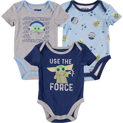 STAR WARS Disney Boys Infant Short Sleeve Bodysuits Baby Costumes Multi Pack, 3PK