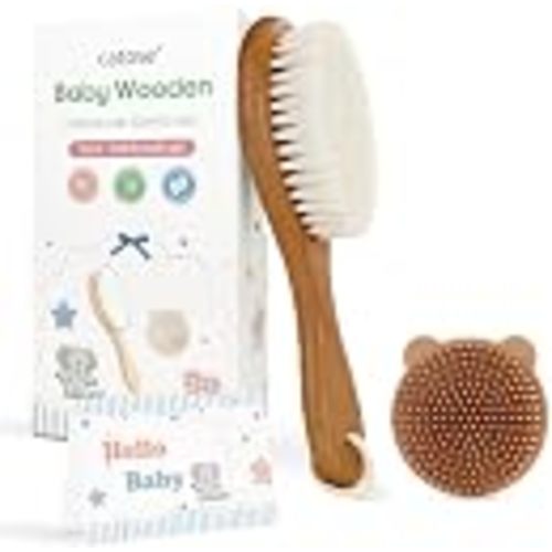 Baby Brush Comb Set, Goat Hair Bristles, Wooden Cradle Cap Brush,2PC | Soft Goat Bristles,Infant Grooming Kit,Newborn Baby Hair Brush,Toddler Hair Care,Cradle Cap Brush,Baby Essentials