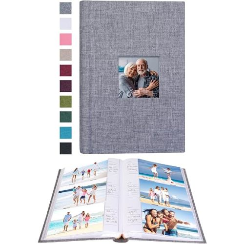 Mublalbum Photo Album 4x6 300 Photos Linen Cover with Memo Areas Photobook Pictures Book for Wedding Family Baby and Vacation (Gray)