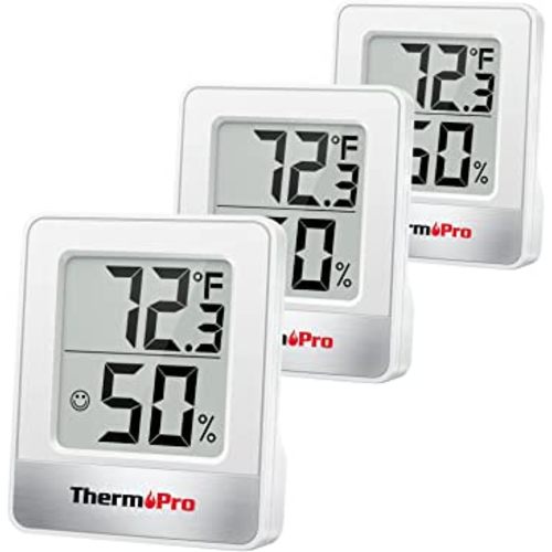 ThermoPro TP49 3 Pieces Digital Hygrometer Indoor Thermometer Humidity Meter Mini Hygrometer with Temperature and Humidity Monitor Outdoor and Room Thermometer Weather Station