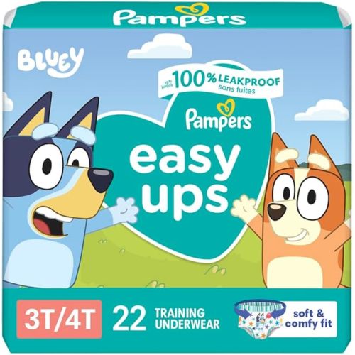 Pampers Training Pants - Easy Ups Boys & Girls Bluey - Size 3T-4T, 22 Count, Children's Potty Underwear (Packaging May Vary)