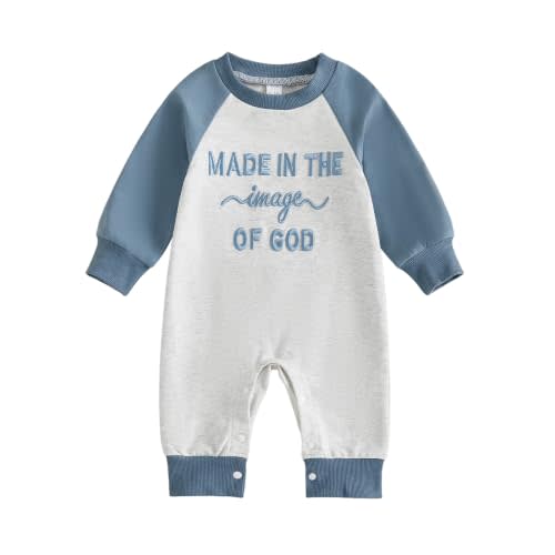 Newborn Outfits Baby Boy Clothes Fall Romper Jumpsuit | Crewneck, Long Sleeve, Vintage Baby Boy Outfit, Baby Boy Winter Clothes, Letter Embroidery, Church, Blessing, Baby Shower