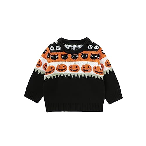 Toddler Baby Boy Girl Halloween Sweater Knit Chunky Pumpkin Sweaters Oversized Pullover Outfit Fall Clothes
