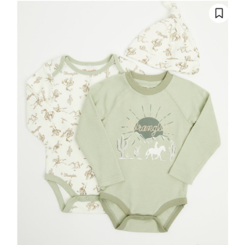 Wrangler Infant Boys' Cowboy Sunset Onesie Set - 3 Piece