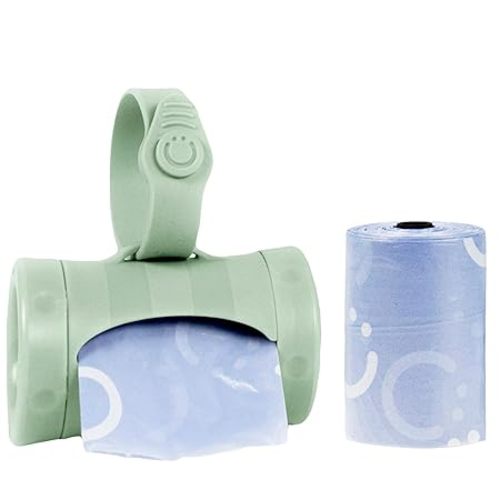 Ubbi Retractable Bag Dispenser for Diaper Bag, Portable Bag Holder for Travel, Newborn Baby Essentials, Diaper Bag Must Have, Includes 24 Lavender Scented Bags, Sage