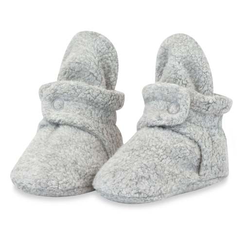 Zutano Cozie Fleece Stay-On Baby Bootie Slipper - Heather Gray