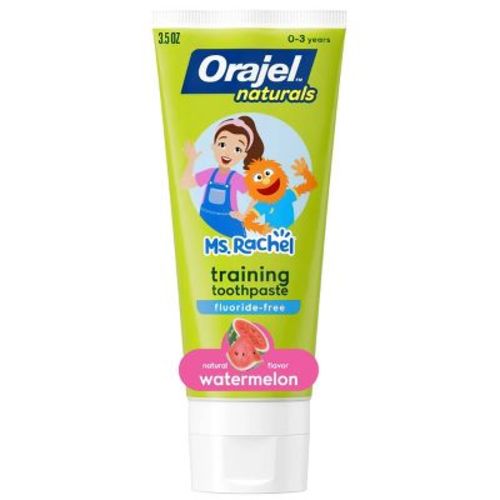 Orajel Naturals Kids' Ms.Rachel Fluoride-Free Training Toothpaste - Natural Watermelon - 3.5oz