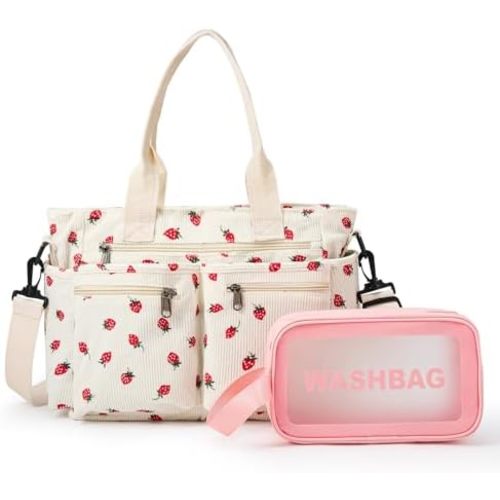 Corduroy Tote Bag for Women, Crossbody Bags, Mutil Pockets Handbag Tote Bag for Travel, Work