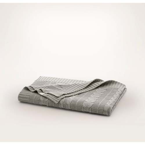 Organic Cable Knit Baby Blanket | Gentle Warmth | Boll & Branch - Heathered Pewter
