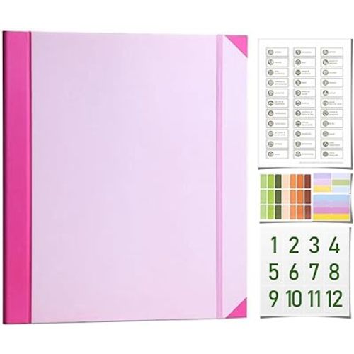 The Life Book Document Organizer - Binder for Important Documents, Document Organizer Foliofor Bills Checks Birth Certificates etc (Pink)