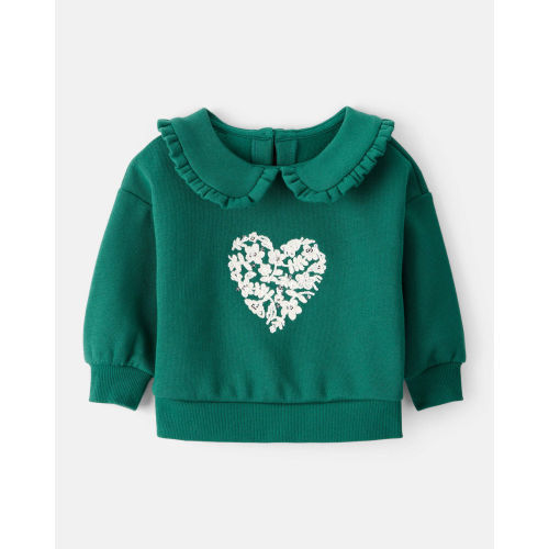 Baby Girl Heart Long-Sleeve Pullover Sweatshirt - Green - Carter's | Carter's