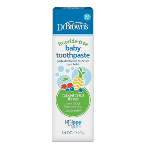 Dr. Brown's Fluoride-Free Baby Toothpaste,Infant & Toddler Oral Care,Mixed Fruit,1-Pack,1.4oz/40g,0-3 years