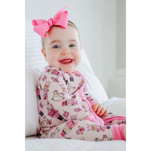 Bamboo Convertible Zipper Romper in Toy Soldier Pink | Caden Lane