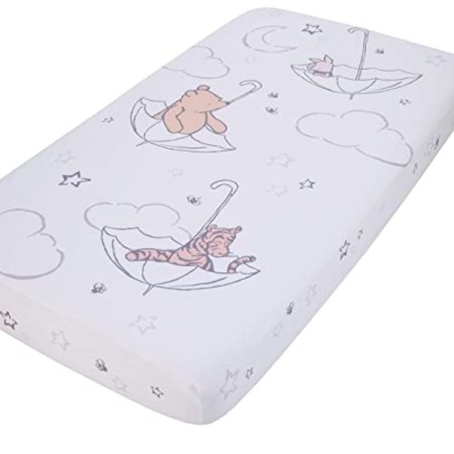 Disney Winnie The Pooh - Classic Pooh - Ivory, Tan and White Photo Op Fitted Crib Sheet