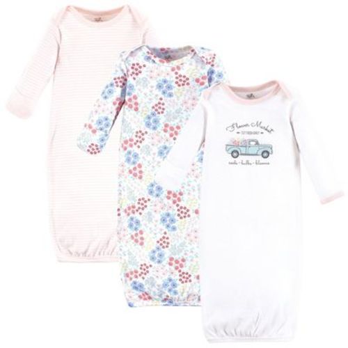 Touched by Nature Baby Girls Organic Cotton Gowns, Flower Market, Preemie-Newborn