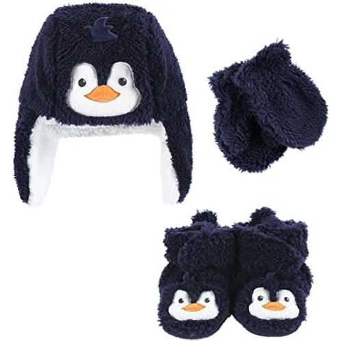 Hudson Baby Girls' Trapper Hat, Mitten and Bootie Set