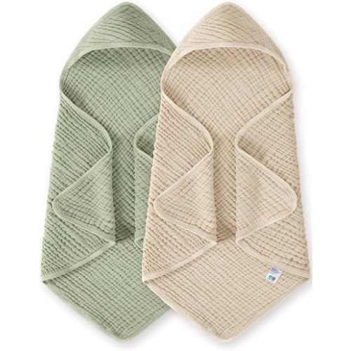 lulumoon Muslin Baby Hooded Towels: 6-Layer Cotton Bath Towels for Newborns