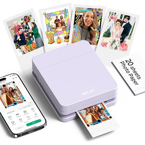 Nelko PP01 Photo Printer, 2x3 Portable Photo Printer, Mini Printer, Purple