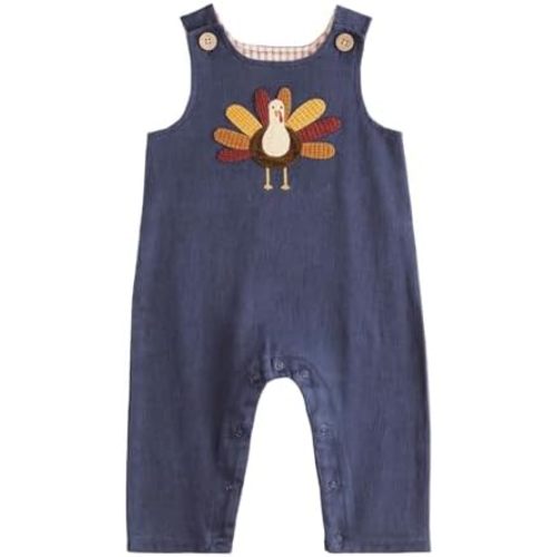 Mud Pie baby-boys Mud Pie Kids Thanksgiving Navy Turkey Longall