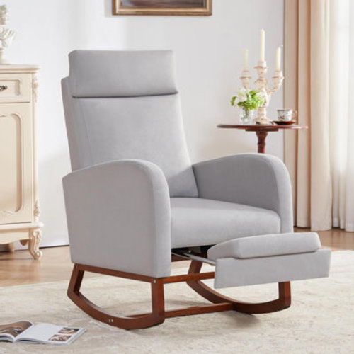 Latitude Run® Solid Wood Rocking Chair with Footrest & Reviews | Wayfair