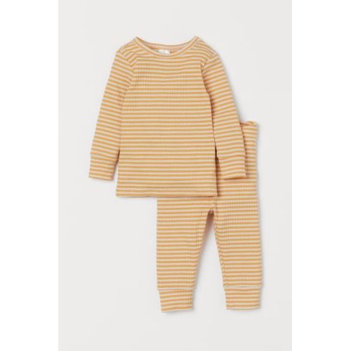 2-piece Cotton Set - Yellow/white striped - Kids | H&M CA