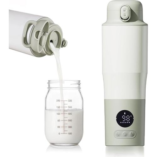 Portable Bottle Warmer for Travel – 15oz 316 Stainless Steel, 16000mAh Battery, Fast Heating & Precise Temp Control, Car Cup Fit, Long Battery Life, Perfect for Outdoor or On-The-Go Moms