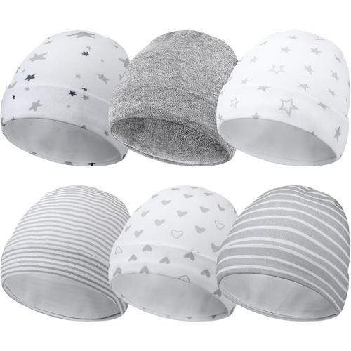 Newcotte 6 Pcs Preemie Baby Hats Cotton Preemie Caps Warm Newborn Beanie Premature Hat for Nicu Premature Baby Boy Girl