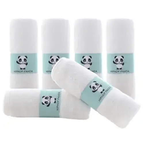 HIPHOP PANDA Ultra Soft Baby Washcloths, 2-Layer Absorbent Wash Cloths | Reusable Newborn Wipes for Delicate Skin | Rayon Made from Bamboo Towel for Bath Face Body | Registry Ready | 6 Pack White