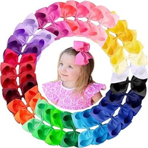 Oaoleer Hair Bows, 30 Colors 4 Inch Grosgrain Ribbon Bows Alligator Clips Hair Barrettes Hair Accessories for Girls Toddler Infants Kids Teens Children