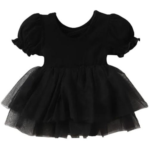 Newborn Baby Girl Romper Dress Ruffle Short Sleeve Solid Casual Tulle Dresses Baby Girl Clothes for Girls 0-24Months