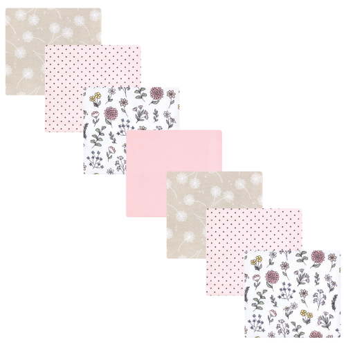 Hudson Baby Infant Girl Cotton Poly Flannel Receiving Blankets Bundle, Dandelion Wish, One Size