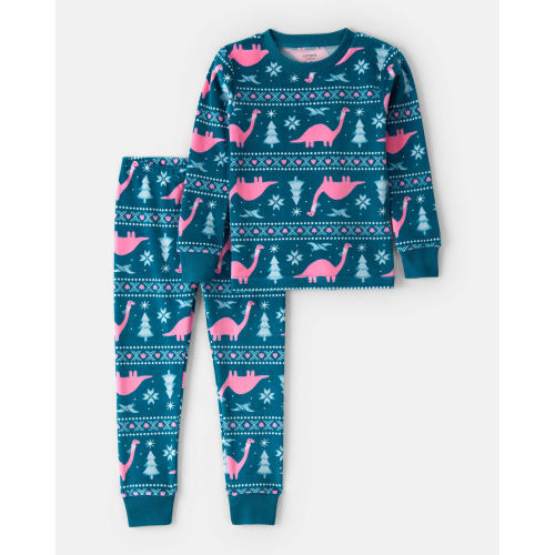 Toddler Girl Dinosaur DreamPlush Long-Sleeve Snug Fit 2-Piece Pajamas - Teal - Carter's | Carter's