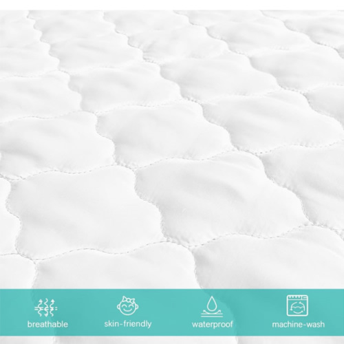 Crib Mattress Protector Sheets Fitted Waterproof Crib Mattress Pad Cover, Noiseless & Machine Wash 100% Absorbent Crib/Toddler Mattress Protector Sheet Quilted, White, 52" x 28"