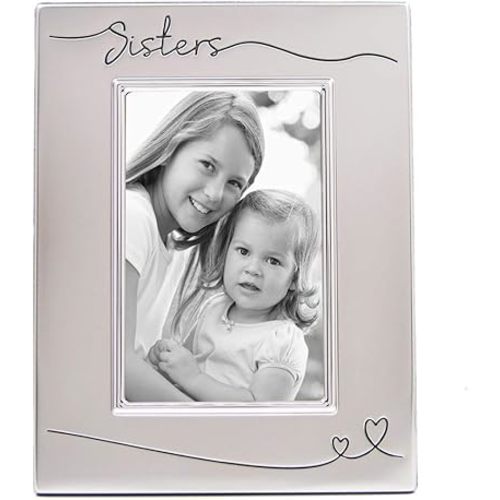 Haysom Interiors Beautiful Two Tone Silver Plated Sisters 4" x 6" Picture Frame with Black Velvet | Unique and Thoughtful Gift Idea by Happy Homewares