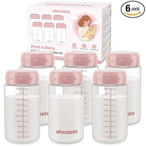 6PCS Breastmilk Storage Bottle, BPA Free Wide-Neck Spectra Bottles for Pumping, Storage Collection Baby Bottles for Fridge & Momcozy Breast Milk Cooler, Breastfeeding Bottle, 10 oz