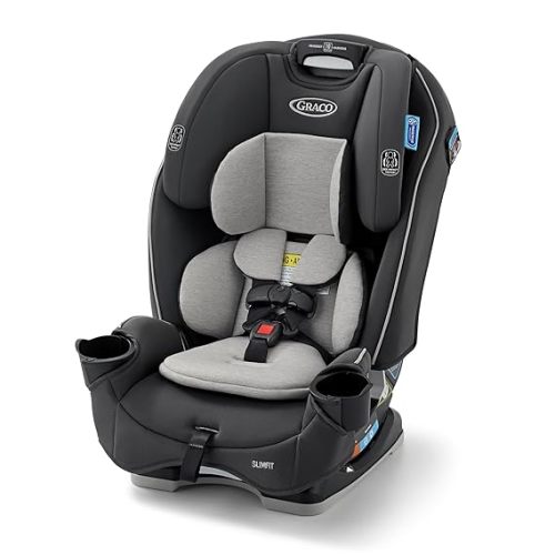Graco Slimfit 3-in-1 Convertible Car Seat, Ultra-Space-Saving Design, Darcie 2.0, Suitable for Rear and Forward-Facing, Highback Booster Seat with 10-Position Headrest